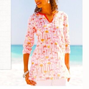 J. JILL Cotton V-Neck Tropical Print
Blouse, tangerine